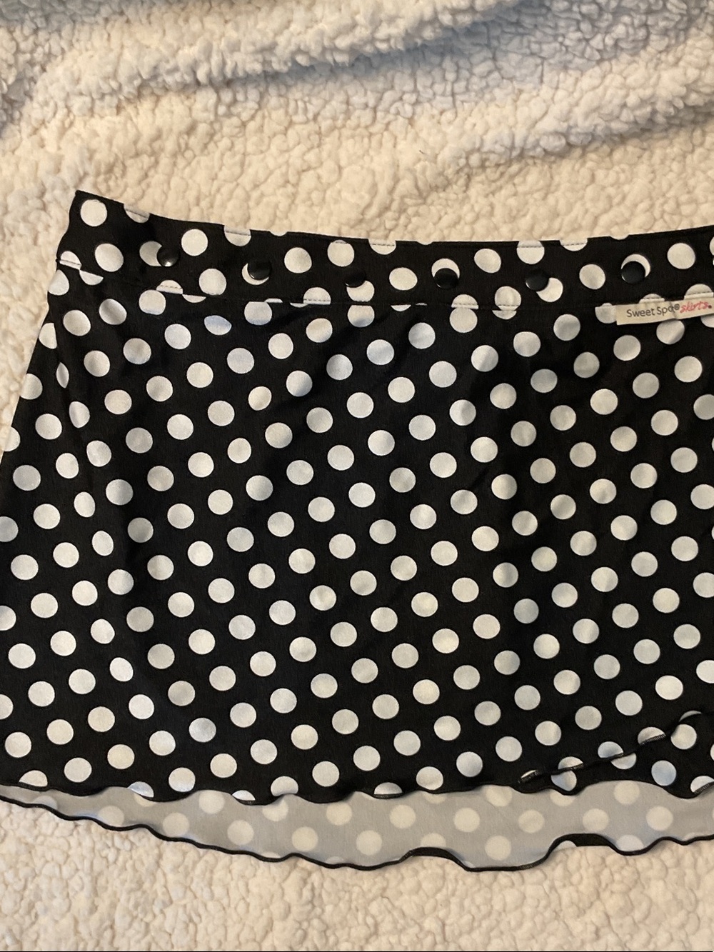 Sweet Spot Polka Dot Adjustable Mini Skirt in Black and White